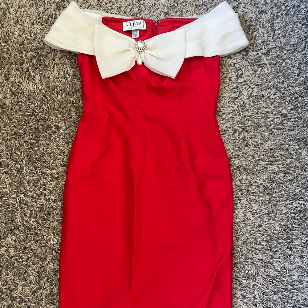 AUTHENTIC 1980s VINTAGE Red Dress AJ Bari Petites Marilyn Monroe. Madonna Vibe